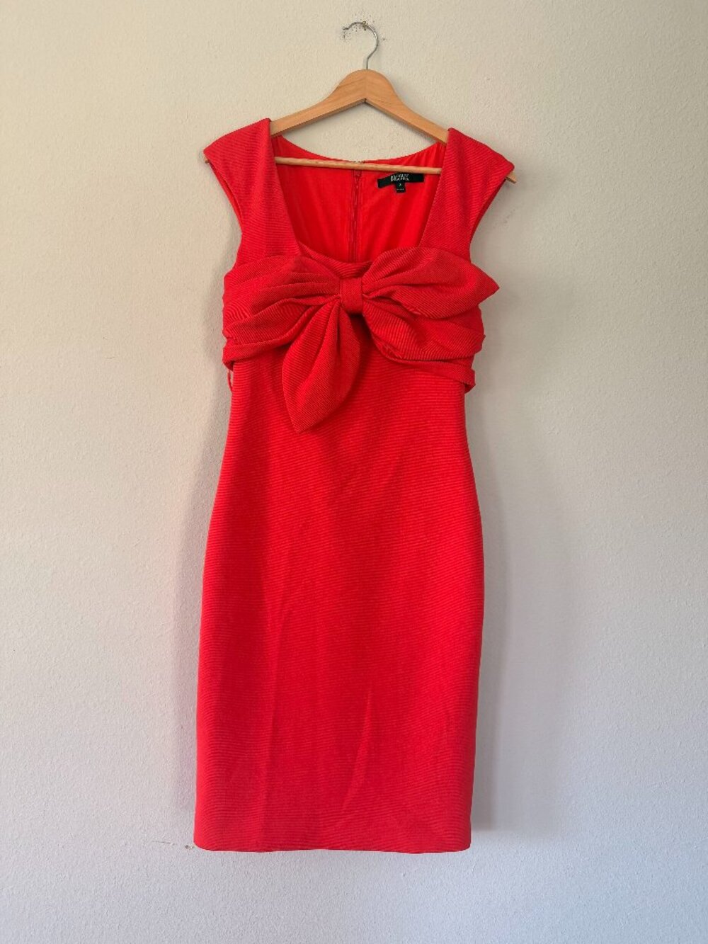 Badgley Mischka Red Bow Ribbed Mini Dress - Sz 2